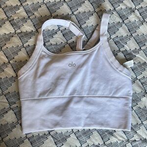 ALO Yoga White Seamless Ribbed Favorite Bra Tank - M